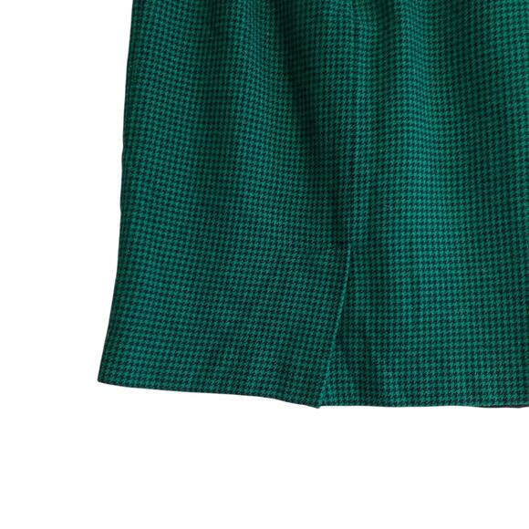 Vintage Jones New York Green Black Houndstooth Wool Knee Length Skirt size small - Picture 10 of 16